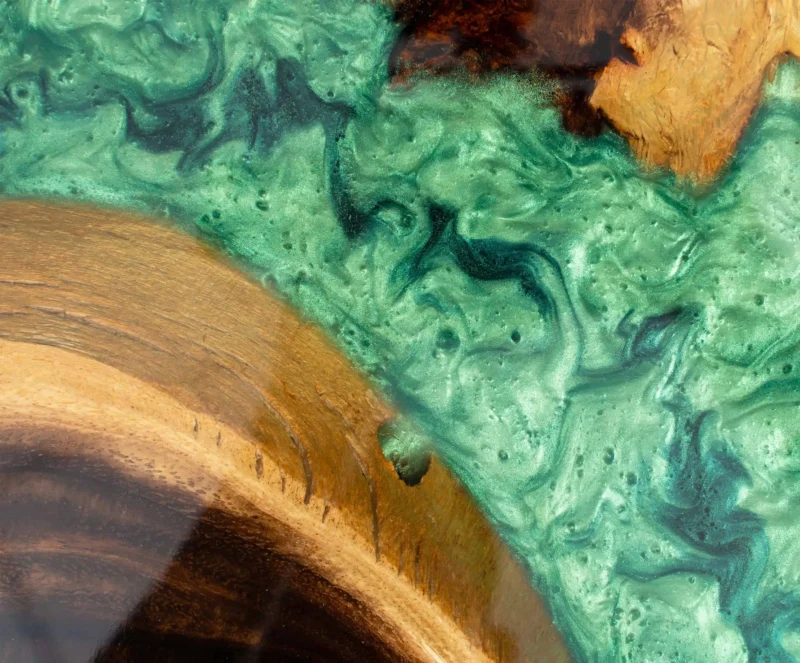 Epoxy bord. Resin bord. Spisebord. Sofabord. Møbel kunst - Jade Green 90øA7404127_1