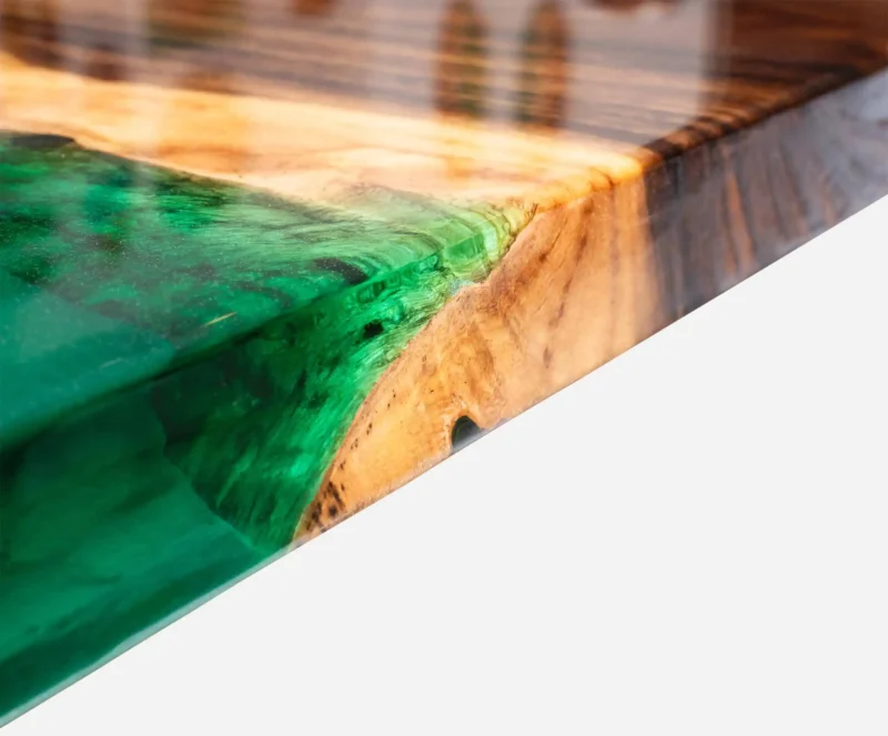 Epoxy bord. Resin bord. Spisebord. Sofabord. Møbel kunst - Transparent Emerald Green River Sofa Bord 120x80 A7403958