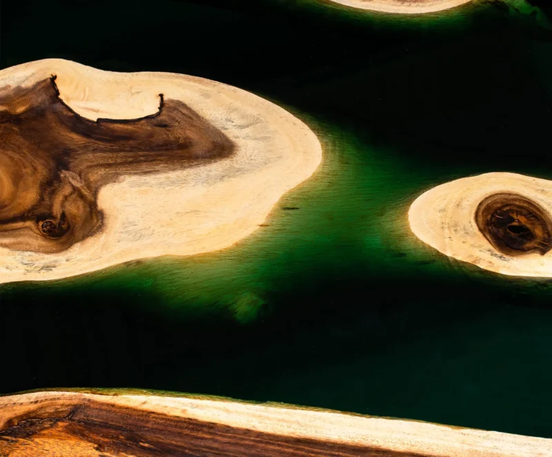 Epoxy bord. Resin bord. Spisebord. Sofabord. Møbel kunst - Transparent Glossy Blue Green 200x100 A7403711