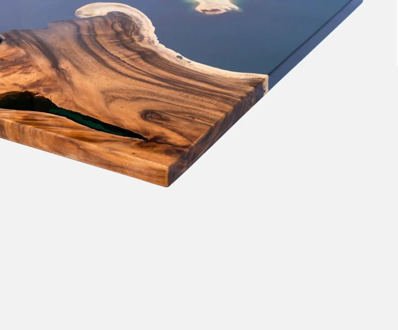 Epoxy bord. Resin bord. Spisebord. Sofabord. Møbel kunst - Transparent Glossy Blue Green 200x100 A7403711