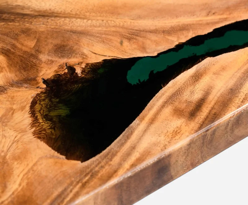 Epoxy bord. Resin bord. Spisebord. Sofabord. Møbel kunst - Transparent Glossy Blue Green 200x100 A7403711