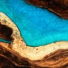 Epoxy bord. Resin bord. Spisebord. Sofabord. Møbel kunst - Turquoise Islandsscape 250x100