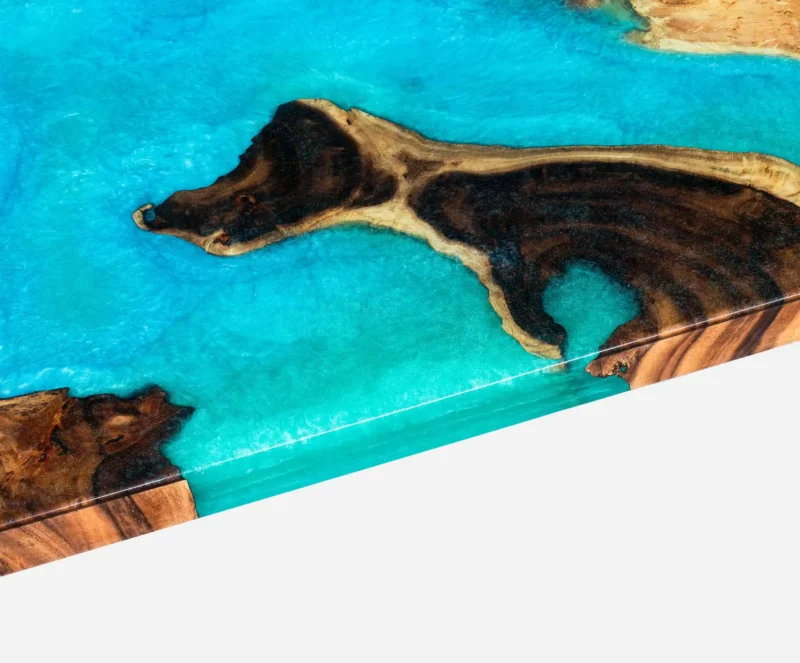 Epoxy bord. Resin bord. Spisebord. Sofabord. Møbel kunst - Turquoise Islandsscape 250x100