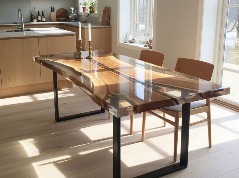 Epoxy bord med transparent epoxy hjemme hos kunde, billede 5 af 24