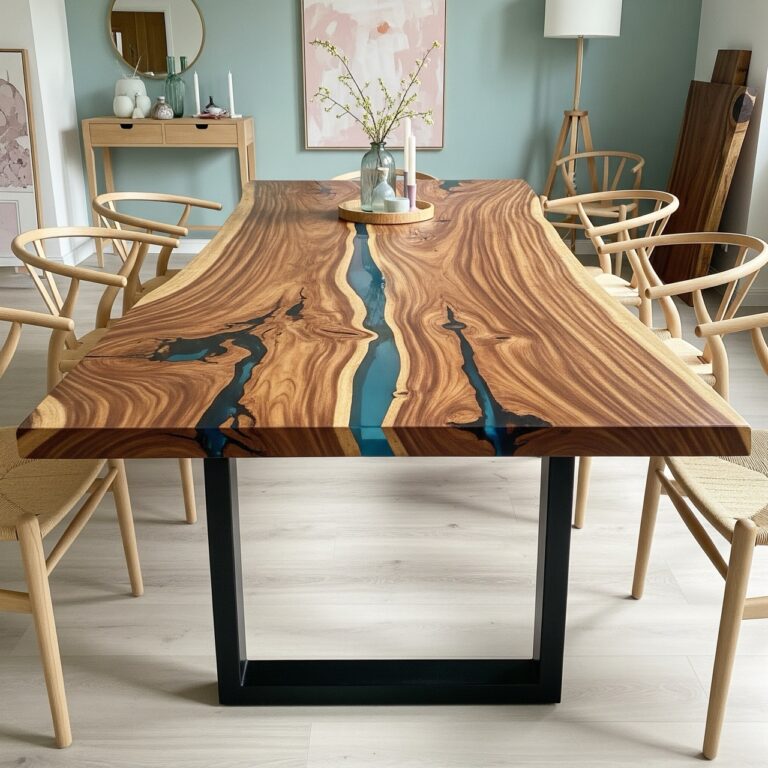 Epoxy bord med transparent epoxy hjemme hos kunde, billede 1 af 24