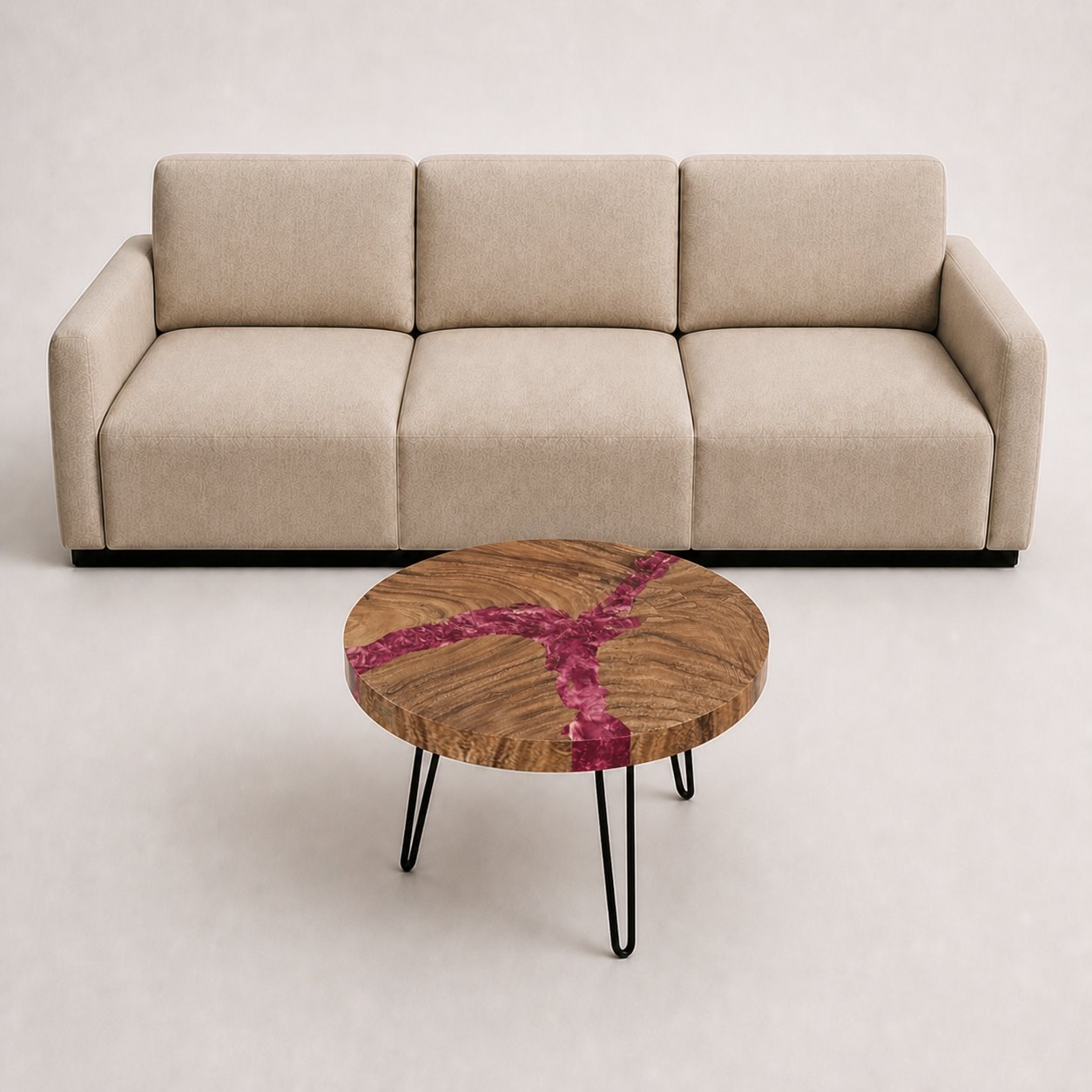 Rundt epoxy sofabord | 2D