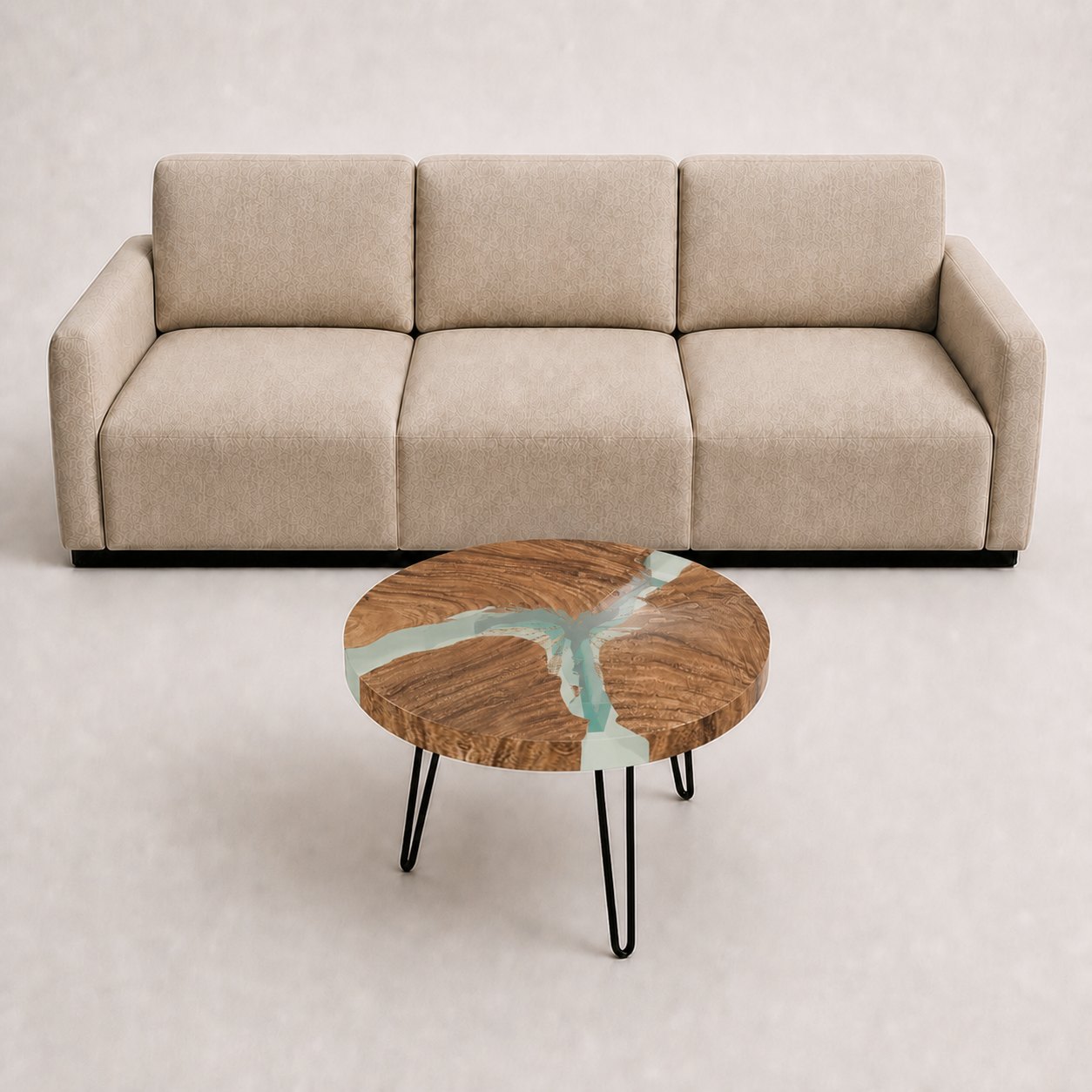 Rundt epoxy sofabord | Transparent